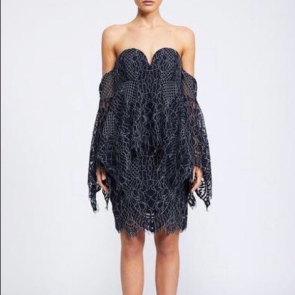 Shona Joy Navy Lace Bustier Dress Size 4 - Picture 2 of 16